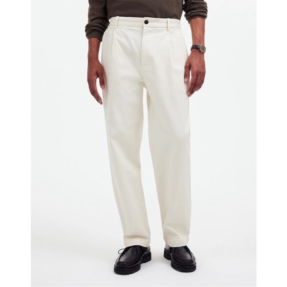 Madewell Pleated Twill Trousers in Vintage Ivory Mens Size 34 NEW